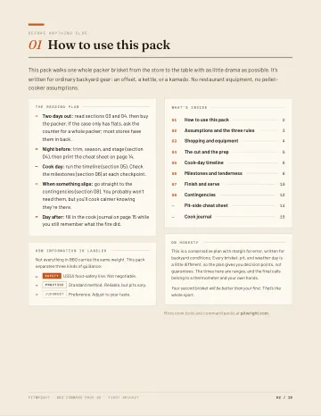First Brisket Command Pack sample page 2: How to use this pack