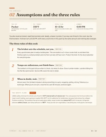 First Brisket Command Pack sample page 3: Assumptions and the three rules